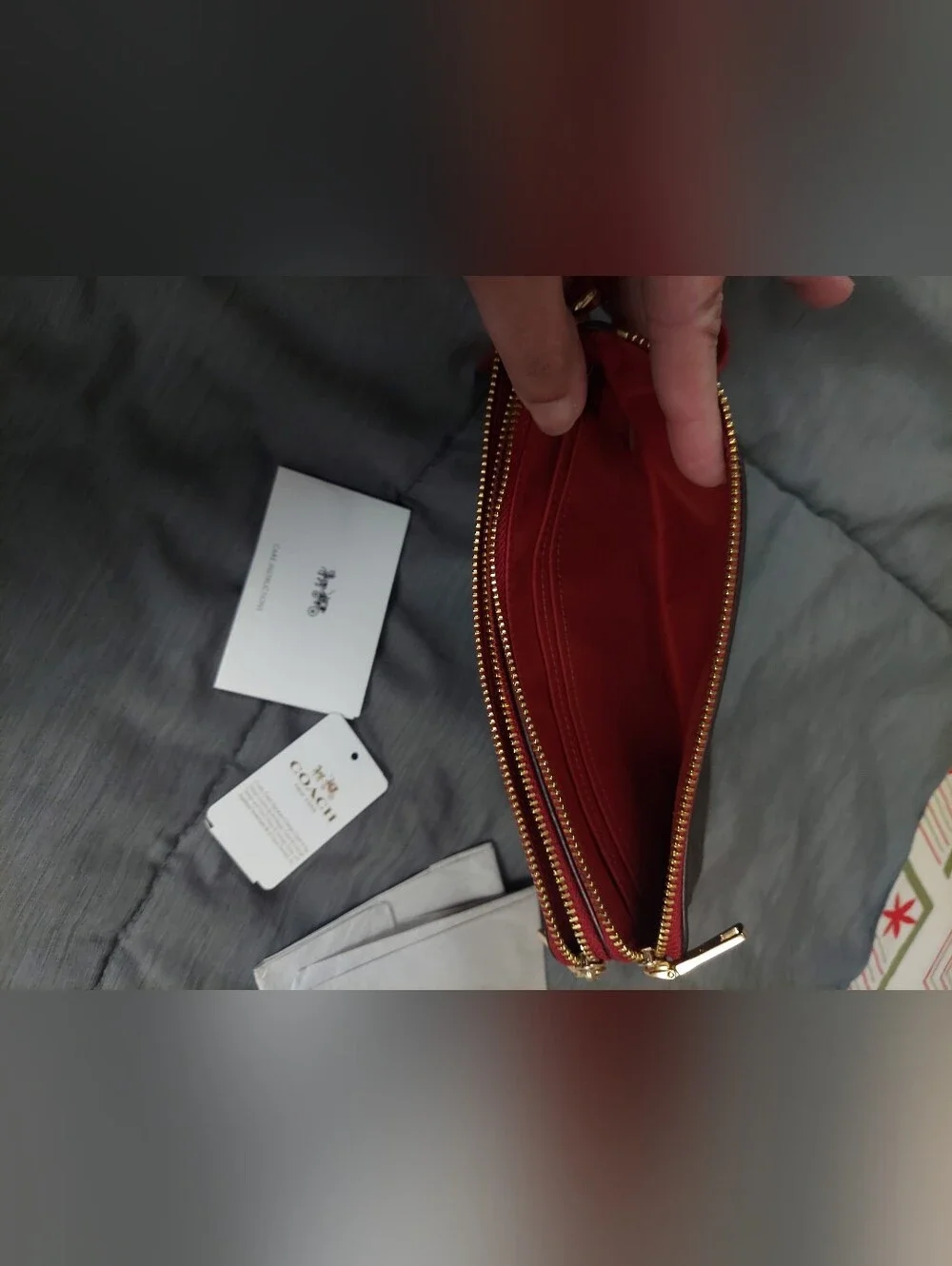 Coach double zip coated canvas signature Wallet/wristlet